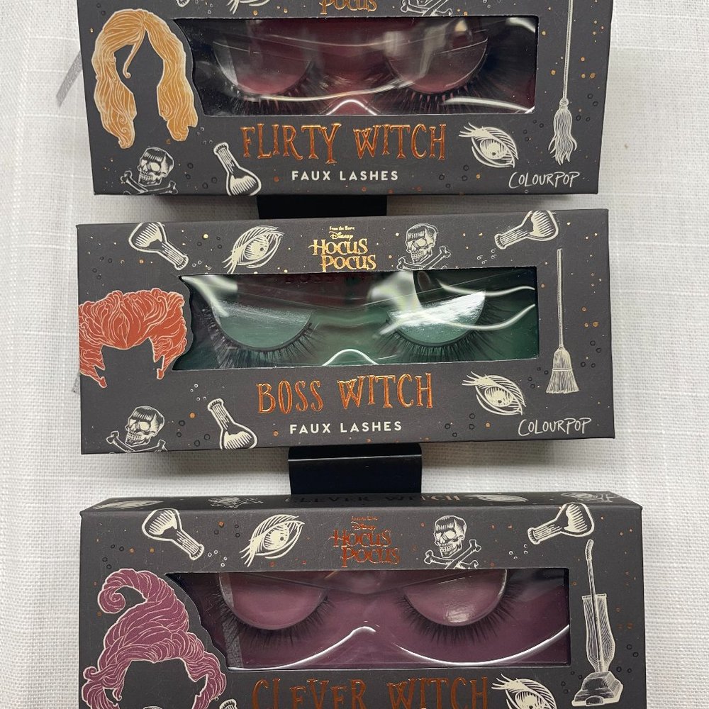 NIB Colourpop Hocus Pocus Faux Lashes, 3 Sets (clever, flirty, boss witch)